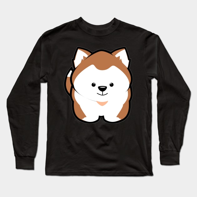 Husky Puppy Brown Long Sleeve T-Shirt by Spikeani